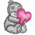 Teddy Bear with a pillow in the form of heart machine embroidery design 